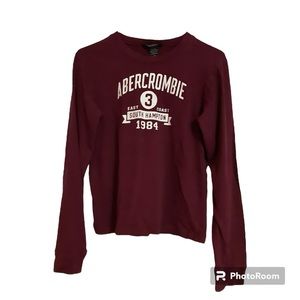 Abercrombie & Fitch Juniors Tshirt M Maroon Y2K Glitter Long Sleeve Tee Fall
